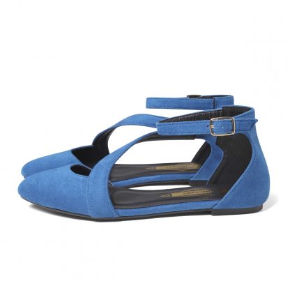 women's blue ballet flat left view